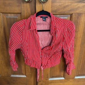 Red Striped Button Up